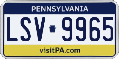 PA license plate LSV9965