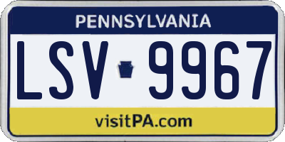 PA license plate LSV9967