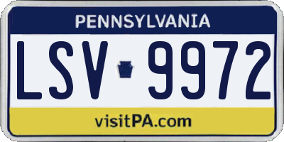 PA license plate LSV9972