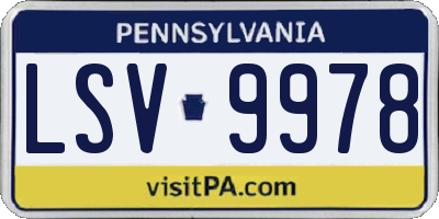 PA license plate LSV9978