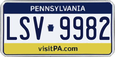 PA license plate LSV9982