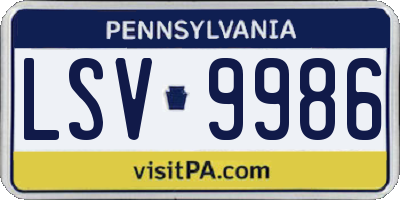 PA license plate LSV9986