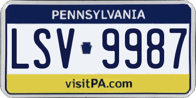 PA license plate LSV9987