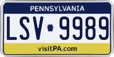 PA license plate LSV9989