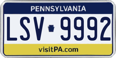 PA license plate LSV9992