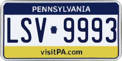 PA license plate LSV9993