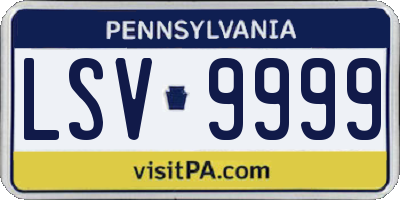 PA license plate LSV9999