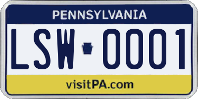 PA license plate LSW0001
