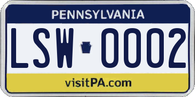 PA license plate LSW0002