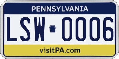 PA license plate LSW0006