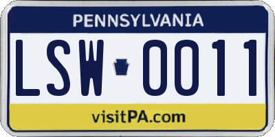 PA license plate LSW0011