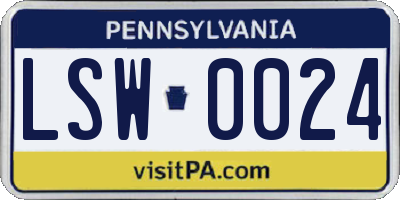 PA license plate LSW0024