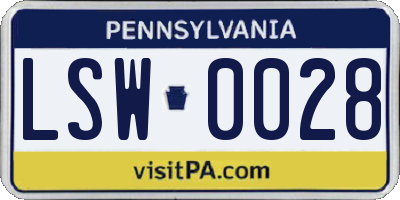 PA license plate LSW0028