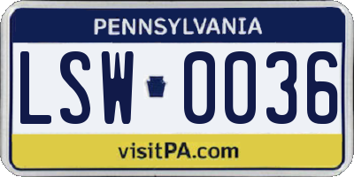 PA license plate LSW0036