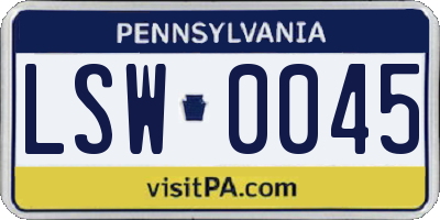 PA license plate LSW0045