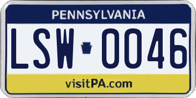 PA license plate LSW0046