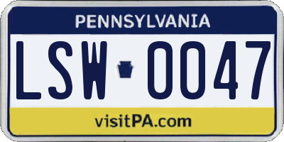PA license plate LSW0047