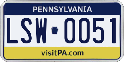 PA license plate LSW0051