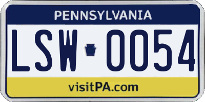 PA license plate LSW0054