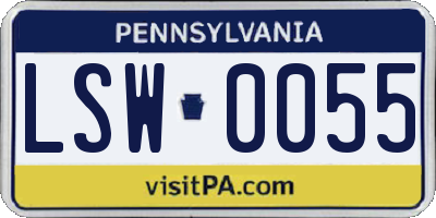 PA license plate LSW0055