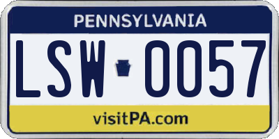 PA license plate LSW0057