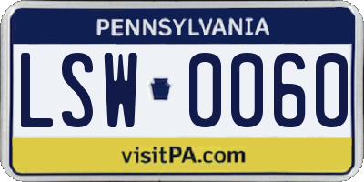 PA license plate LSW0060