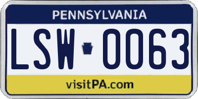 PA license plate LSW0063