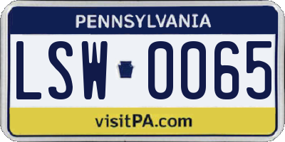 PA license plate LSW0065