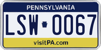 PA license plate LSW0067