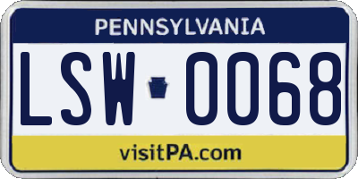 PA license plate LSW0068