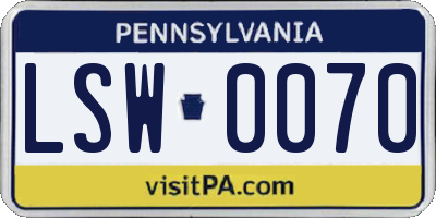 PA license plate LSW0070