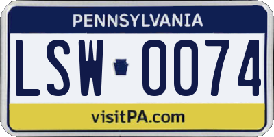 PA license plate LSW0074