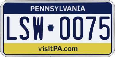 PA license plate LSW0075