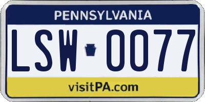 PA license plate LSW0077
