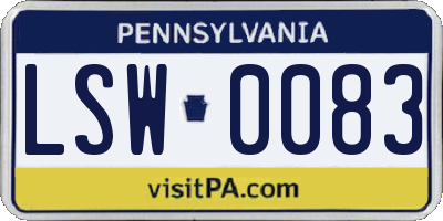 PA license plate LSW0083