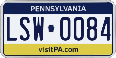 PA license plate LSW0084