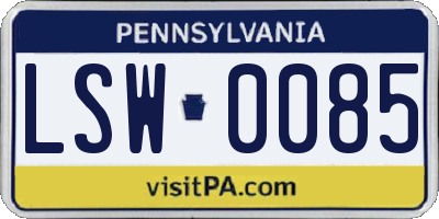 PA license plate LSW0085