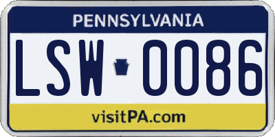 PA license plate LSW0086