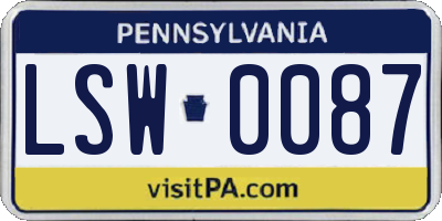 PA license plate LSW0087