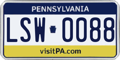 PA license plate LSW0088