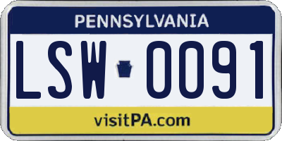 PA license plate LSW0091