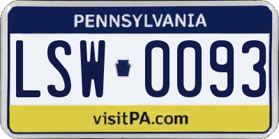 PA license plate LSW0093