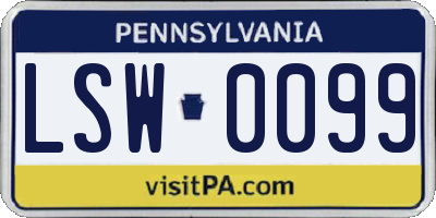 PA license plate LSW0099