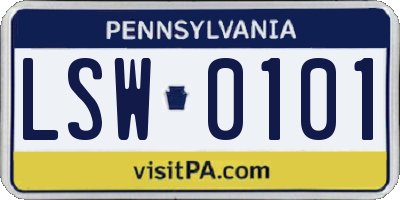 PA license plate LSW0101