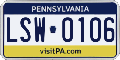 PA license plate LSW0106