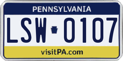 PA license plate LSW0107