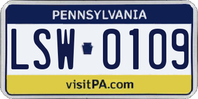 PA license plate LSW0109