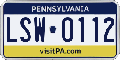 PA license plate LSW0112