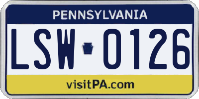 PA license plate LSW0126
