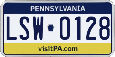 PA license plate LSW0128